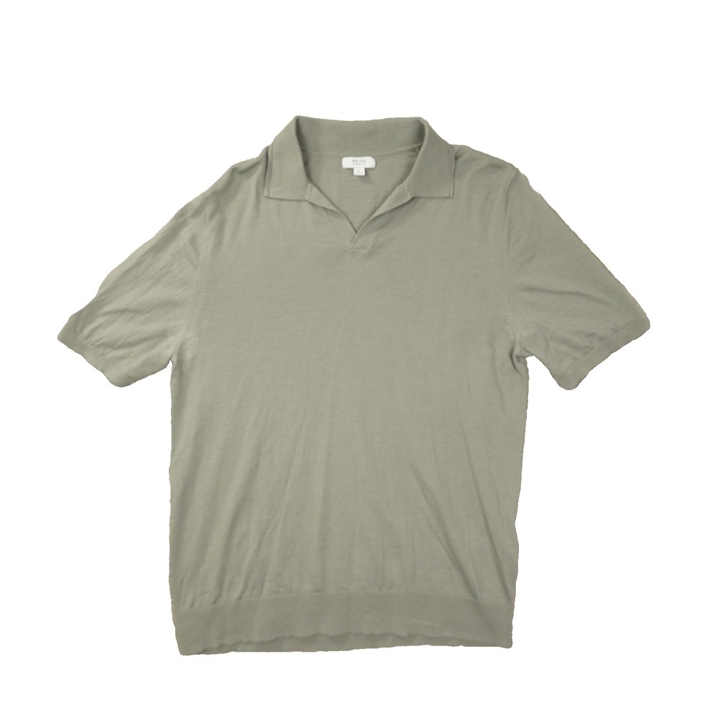 REISS Duchie Merino Wool Sweater Polo Shirt Men's XL Grey Quiet Luxury Classic